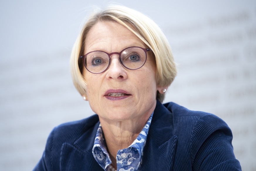 Livia Leu wird an der Presskonferenz des Bundesrates als neue Staatssekretaerin vorgestellt am Mittwoch, 14. Oktober 2020, im Bundeshaus in Bern. (KEYSTONE/Marcel Bieri)