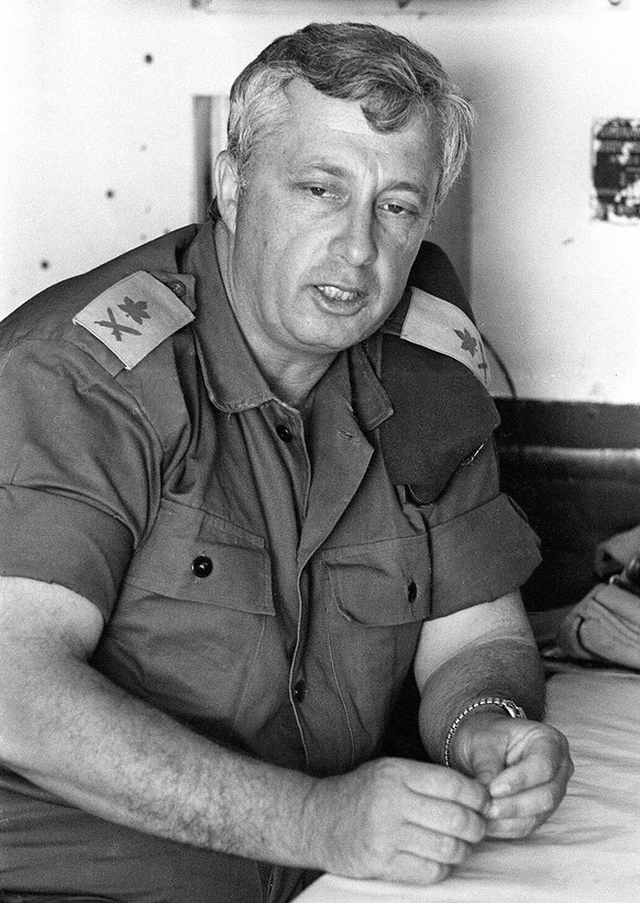 Israeli army Major-General Ariel Sharon during the Six Day War 29 May 1967 in the Sinai desert. The 72-year-old leader of the right-wing Likud party trounced incumbent premier Ehud Barak in Israel&#03 ...