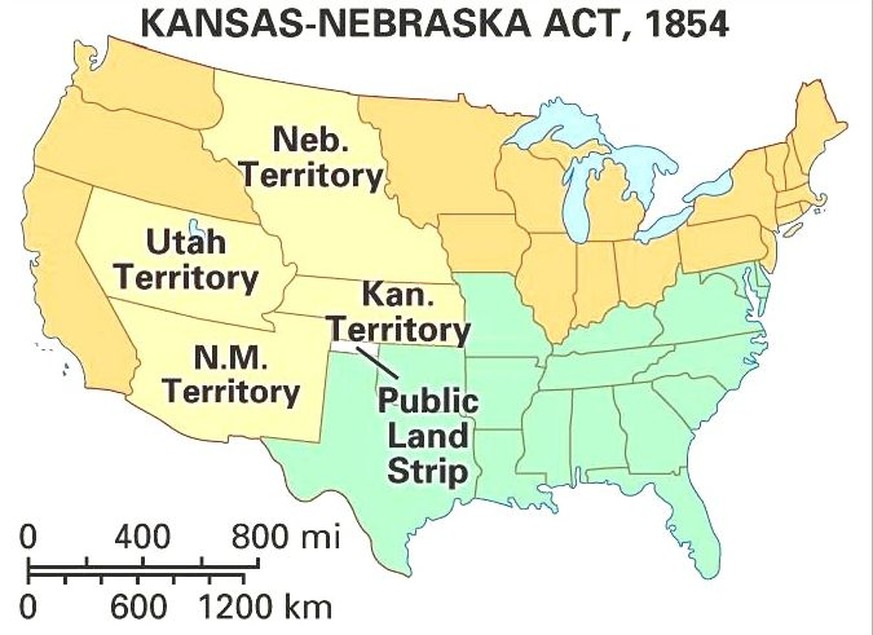 Karte: USA, Kansas-Nebraska-Gesetz