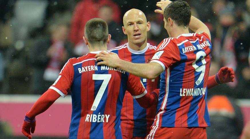 Torschützen unter sich: Ribéry, Robben und Lewandowski.