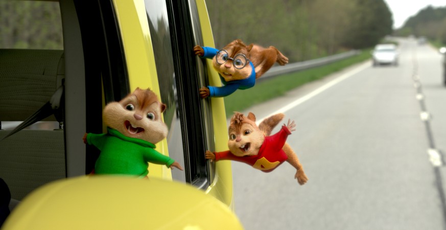 This photo provided by courtesy of Twentieth Century Fox shows, Theodore, Alvin, and Simon on a wild road chip in &quot;Alvin and the Chipmunks: The Road Chip.&quot; The animated movie opens in U.S. ...
