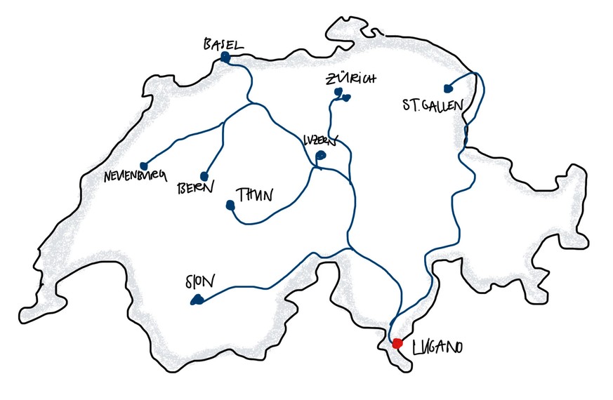 Der FC Lugano legt mit Hin- und Rückreise pro Saison 8'592 km zurück.