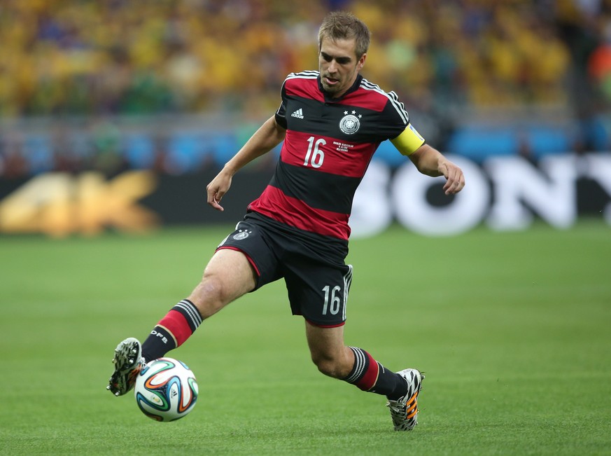 epa04320629 (FILE) A file picture dated 08 July 2014 shows Philipp Lahm of Germany in action during the FIFA World Cup 2014 semi final match between Brazil and Germany at the Estadio Mineirao in Belo  ...