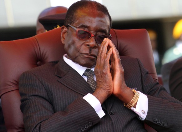epa07821682 (FILE) - A file photograph dated 14 April 2011 shows Zimbabwean President Robert Mugabe at the National Heroes Acre in Harare, Zimbabwe (issued 06 September 2019). According to reports, Ro ...