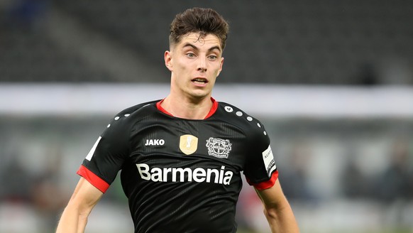epa08528312 Kai Havertz of Bayer 04 Leverkusen in action during the DFB Cup final match between Bayer 04 Leverkusen and FC Bayern Munich at Olympiastadion in Berlin, Germany, 04 July 2020. EPA/ALEXAND ...