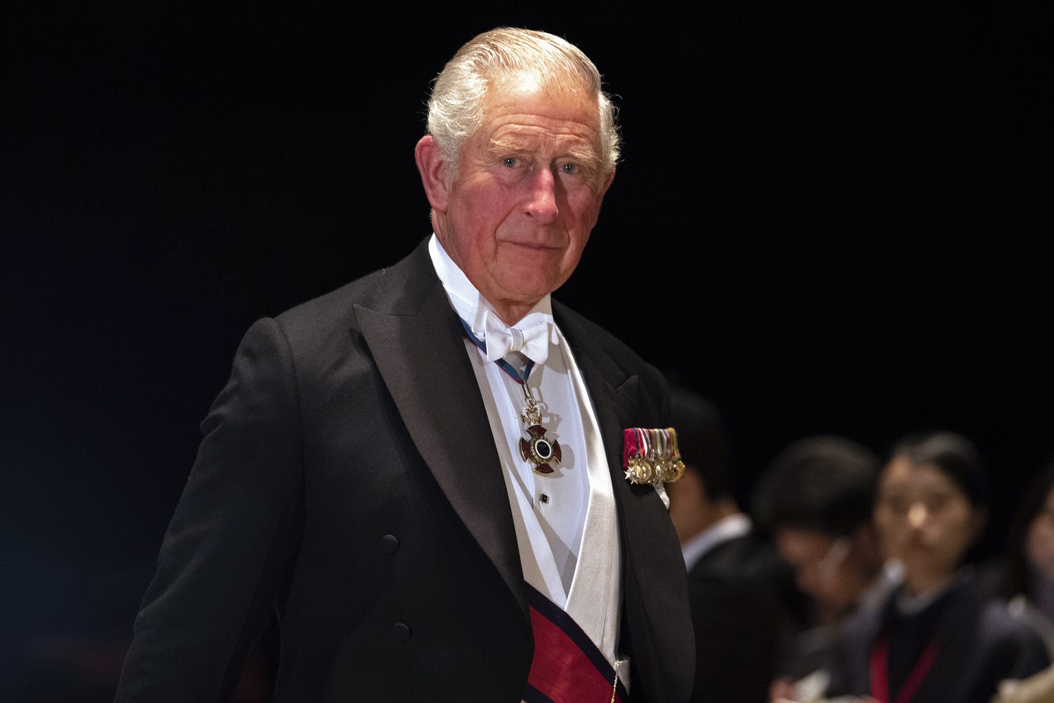 Britain&#039;s Prince Charles arrives at the Imperial Palace for the Court Banquets after the enthronement ceremony of Emperor Naruhito in Tokyo Tuesday, Oct. 22, 2019. (Pierre-Emmanuel Deletree/Pool  ...
