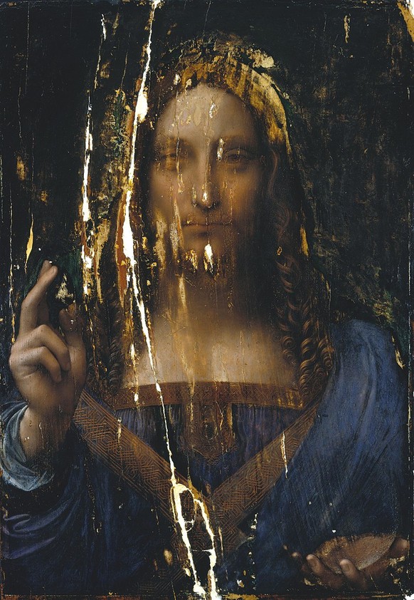 Der Salvator Mundi, Gemälde von Leonardo da Vinci, nach der Säuberung, 2007