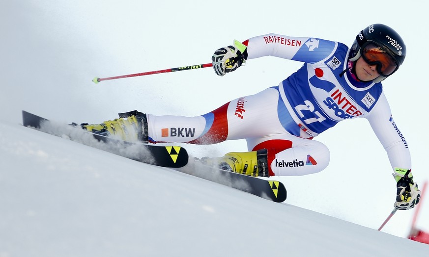 Switzerland&#039;s Simone Wild competes during an alpine ski, women&#039;s World Cup giant slalom, in Sestriere, Italy, Saturday, Dec. 10, 2016. (AP Photo/Marco Trovati)