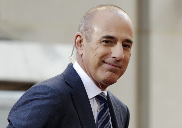 FILE - In this April 21, 2016, file photo, Matt Lauer, co-host of the NBC &quot;Today&quot; television program, appears on set in Rockefeller Plaza in New York. Lauer was one of the top searches on Go ...