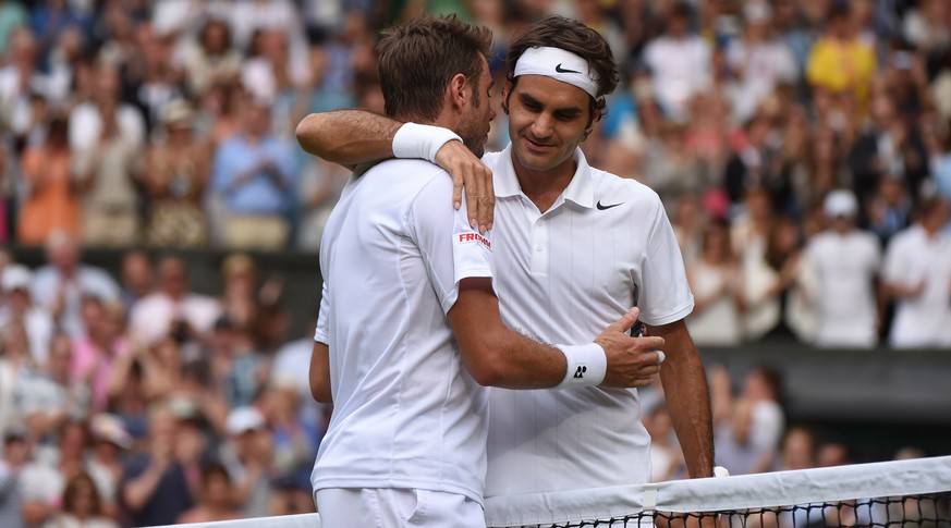Wawrinka und Federer im letzten Jahr: Heuer könnten sie erst im Final aufeinander treffen.