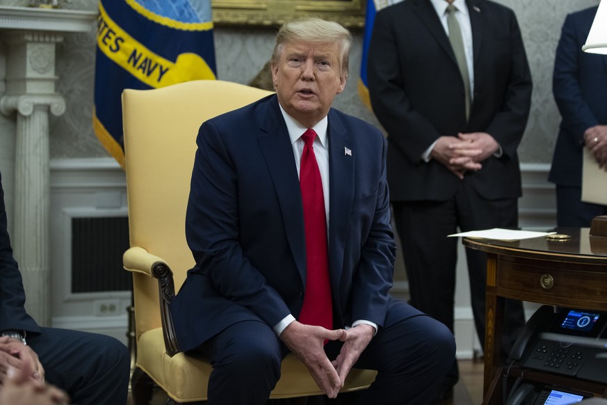 President Donald Trump speaks during a meeting with Guatemalan President Jimmy Morales in the Oval Office of the White House, Tuesday, Dec. 17, 2019, in Washington. (AP Photo/ Evan Vucci)
Donald Trump