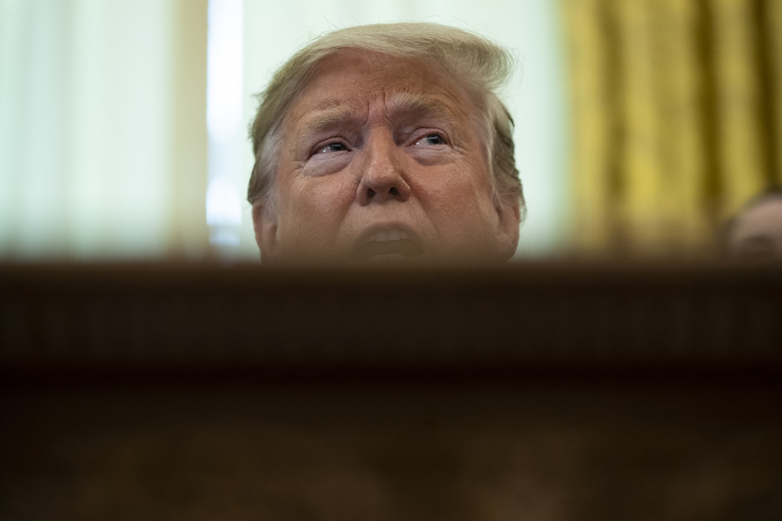President Donald Trump speaks during an event on prayer in public schools, in the Oval Office of the White House, Thursday, Jan. 16, 2020, in Washington. (AP Photo/ Evan Vucci)
Donald Trump