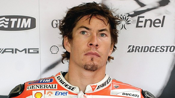 epa05982019 (FILE) - A file picture dated 12 August 2011 shows US MotoGP rider Nicky Hayden of Ducati team in his team&#039;s box before the MotoGP class free practice session at the Masaryk circuit i ...
