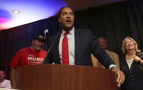 U.S. Rep. Will Hurd, R- Helotes running for Congress in District 23, talks with supporters as they watch the election results come in at the Eilan Hotel and Spa, Tuesday Nov. 8, 2016, in San Antonio.  ...