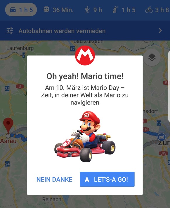 Super Mario kann dich nun in Google Maps ans Ziel navigieren.