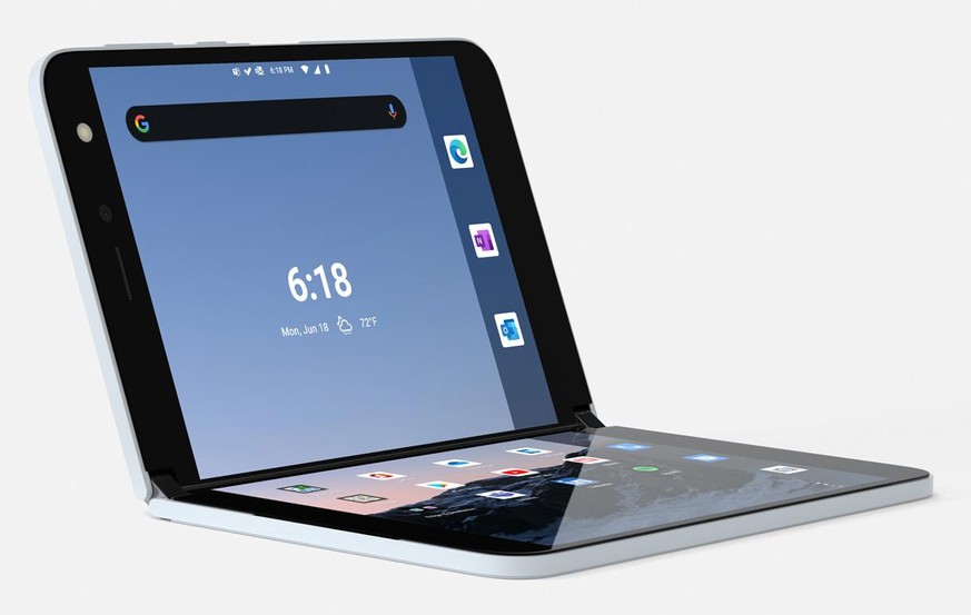 Das Surface Duo im Laptop-Modus.