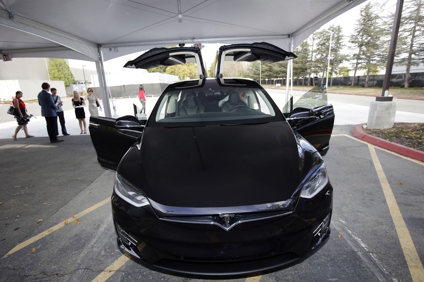 The Tesla Model X car is introduced at the company&#039;s headquarters Tuesday, Sept. 29, 2015, in Fremont, Calif. Tesla&#039;s Model X  one of the only all-electric SUVs on the market  was official ...