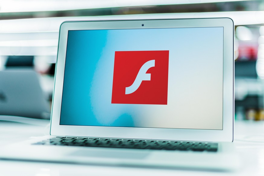 Adobe Flash-Player Logo auf Laptop
