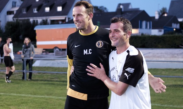 Duell der Legenden zwischen Marco Streller und Alex Frei. Marco Streller spielt beim FC Dornach, Alex Frei bei Biel-Benken. Spiel war in Biel-Benken.