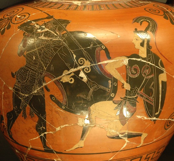 Herakles kämpft gegen eine Amazone; attische Amphore, um 530 v. Chr.