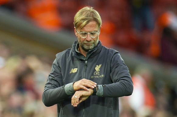 epa06933711 Liverpool&#039;s manager Juergen Klopp reacts during a friendly soccer match between Liverpool and Torino held at Anfield , Liverpool, Britain, 07 August 2018. EPA/PETER POWELL