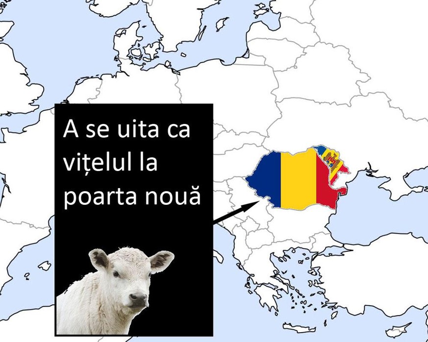 Karte: Redewendungen mit Tieren in Europa, Rumänien / Moldau