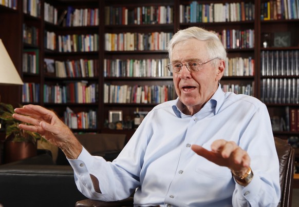 This photo taken May 22, 2012 shows Charles Koch in his office at Koch Industries in Wichita, Kansas, where Koch Industries manages 60,000 employees in 60 countries. The Kochs are demonized by Democra ...