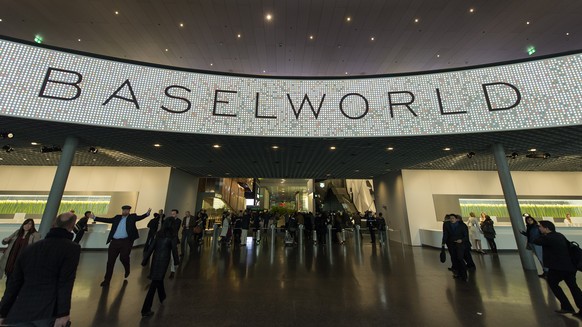 The entrance to the world watch and jewellery show Baselworld in Basel, Switzerland, on Wednesday, March 26, 2014. Baselworld opens it&#039;s doors from March 27 to April 3, 2014. (KEYSTONE/Georgios K ...