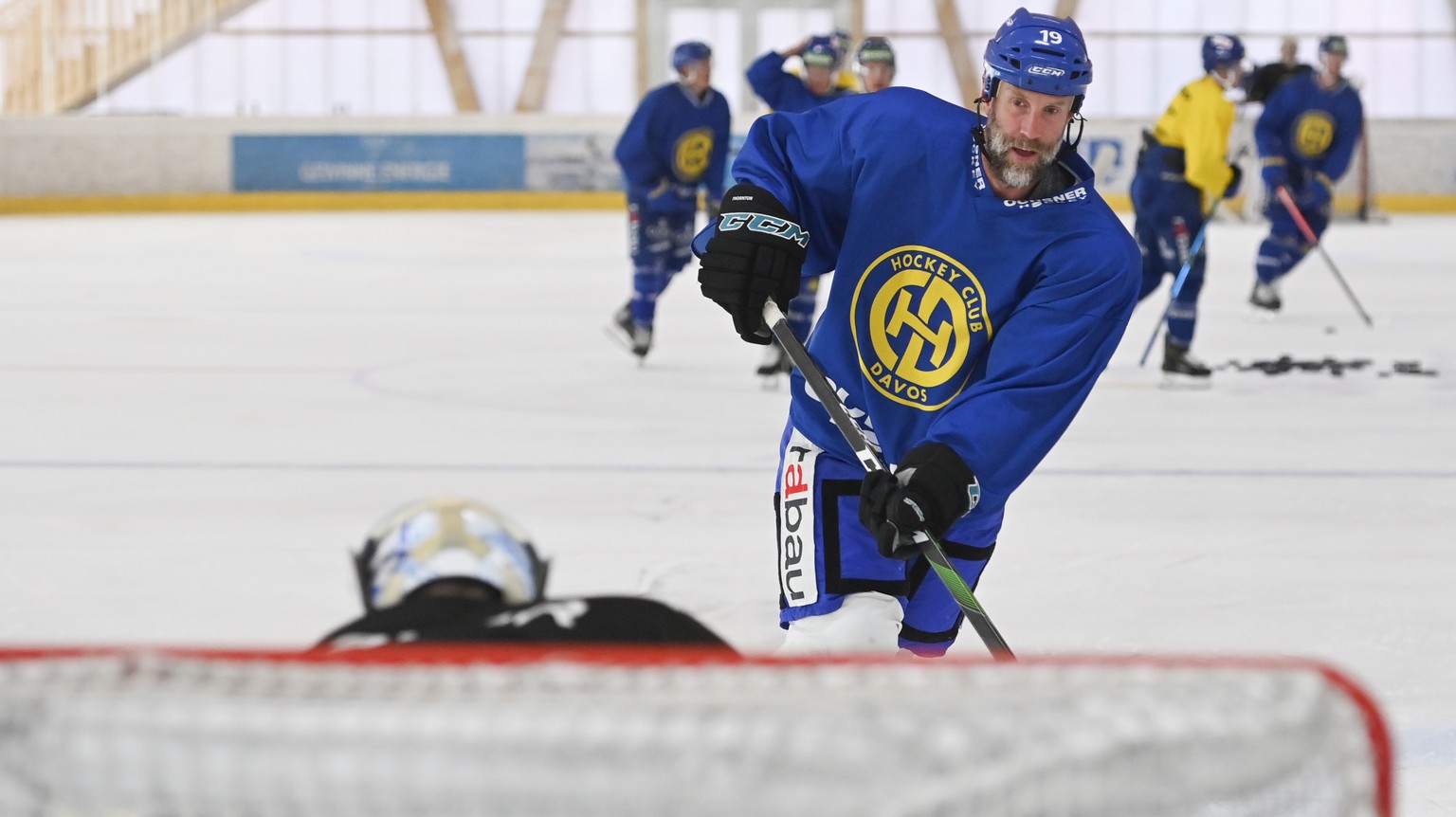 Joe Thornton, ehemaliger Spieler des HC Davos und NHL-Spieler, aufgenommen im Training, am Mittwoch, 5. August 2020, in der Trainingshalle in Davos. (KEYSTONE/Gian Ehrenzeller)