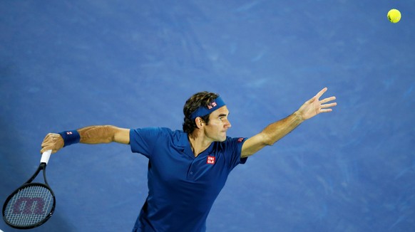 epa08429186 Roger Federer of Switzerland in action during a match at the Dubai Duty Free Tennis ATP Championships 2019 in Dubai, United Arab Emirates, 02 March 2019 (re-issued 18 May 2020). As promine ...