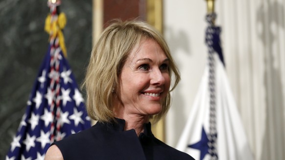 FILE - In this Sept. 26, 2017, file photo, U.S. Ambassador to Canada Kelly Knight Craft stands during her swearing in ceremony in the Indian Treaty Room in the Eisenhower Executive Office Building on  ...