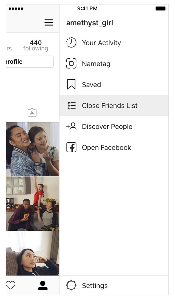 This undated product image provided by Instagram shows a new feature Close Friends, which aims to make it easier to share photos and videos with fewer people. Robby Stein, product director at Instagra ...