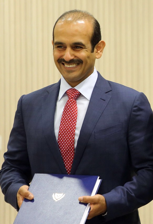 epa07205302 (FILE) - Minister of Energy in Qatar and former President and CEO of Qatar Petroleum Saad Sherida Al-Kaabi seen after signing the Exploration and Production Sharing Contracts for licensing ...