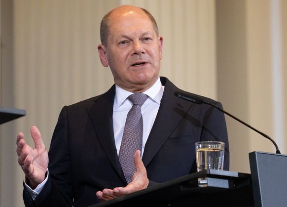 epa07558324 Minister of Finance Olaf Scholz speaks during a press conference in Berlin, Germany, 09 May 2019. Scholz presents the result of the 155th session of the working group &#039;Tax Estimates&# ...