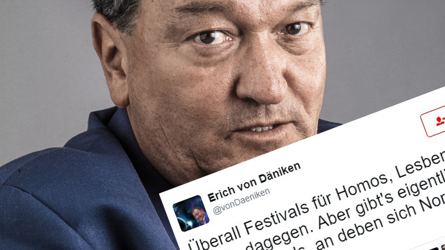 Erich von Däniken mit seinem Tweet über «Homos»