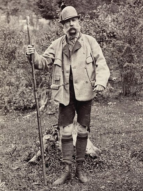 Kaiser Franz Joseph bei der Jagd in Ischl, um 1900.