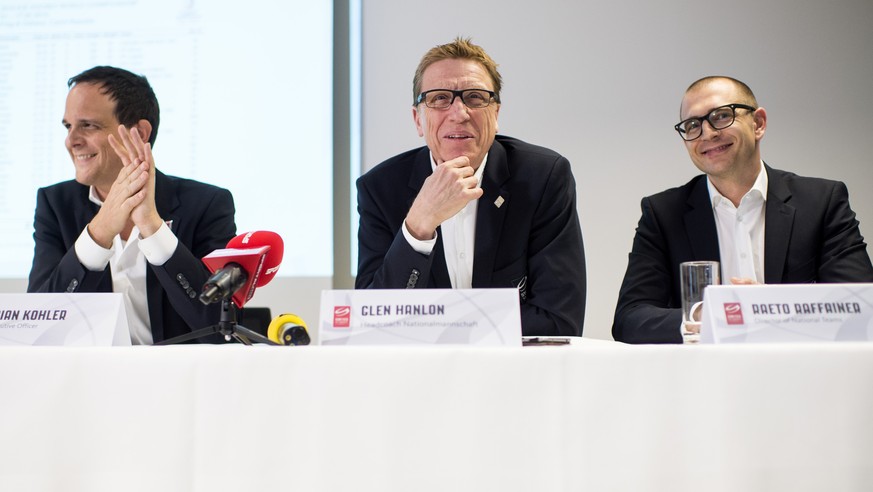 Kohler (links), Raffainer (rechts) – und nicht Godot, sondern&nbsp;Ex-Nationaltrainer Hanlon.