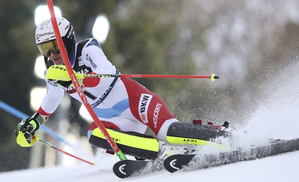 Switzerland&#039;s Wendy Holdener competes during an alpine ski, women&#039;s World Cup slalom in Zagreb, Croatia, Wednsday, Jan. 3, 2018. (AP Photo/Shinichiro Tanaka)