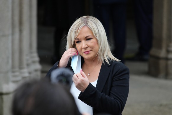 epa08585027 Deputy First Minister for Northern Ireland, Michelle O&#039;Neill, MLA, attends the funeral of John Hume at St Eugene&#039;s Cathedral in Londonderry, Northern Ireland, Britain, 05 August  ...