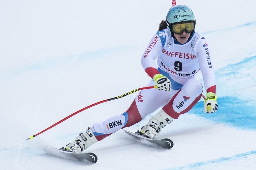 Wendy Holdener of Switzerland in action during the Super-G run of the women&#039;s Alpine Combined race at the Alpine Skiing FIS Ski World Cup in Lenzerheide, Switzerland, Friday, January 26, 2018. (K ...