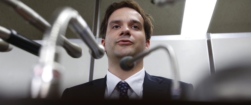Mt. Gox CEO Mark Karpeles speaks at a press conference at the Justice Ministry in Tokyo, Tuesday, July 11, 2017. A Tokyo court began hearings Tuesday into charges that Karpeles, the head of the failed ...