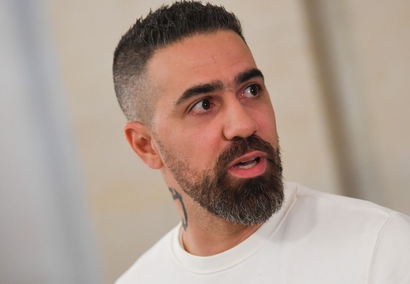 epa07959842 German rapper Bushido at Federal Administrative Court in Leipzig, Germany, 30 October 2019. Federal Administrative Court decides on an AfD complaint against the Bushido his album &quot;Son ...