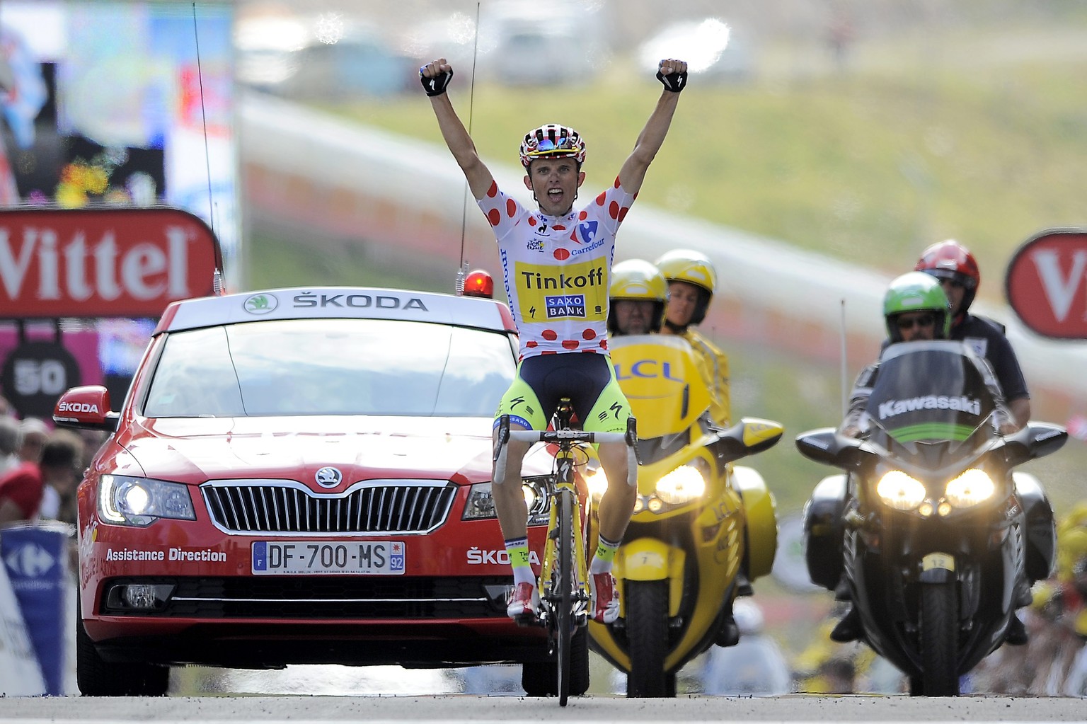 Rafal Majka freut sich über den zweiten Etappensieg bei der diesjährigen Tour de France