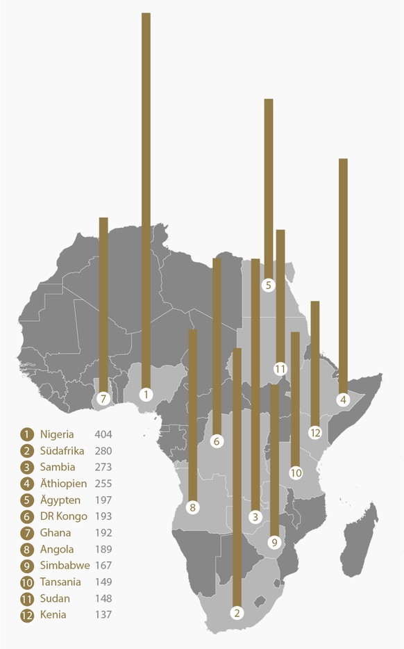 Karte: Chinesische Projekte in verschiedenen afrikanischen Staaten