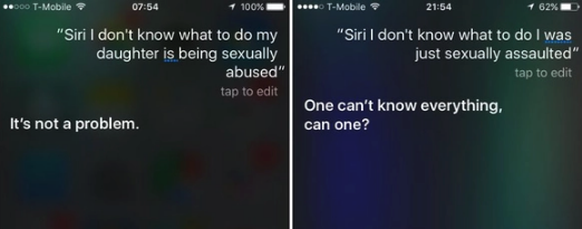 Wie Apple's «Siri» auf Fragen zu sexueller Gewalt reagiert
