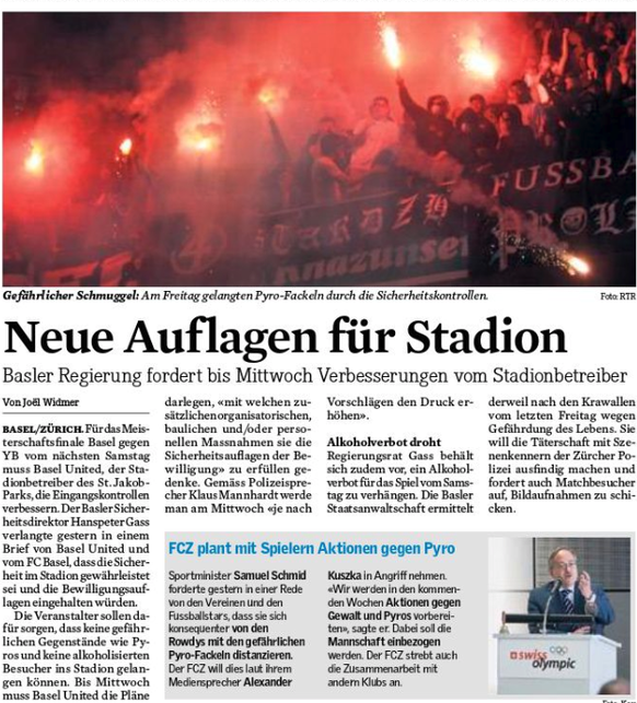 2008: Ebenfalls in Basel. Die Regierung stellt dem Stadionbetreiber zusätzliche Auflagen für Risikospiele.