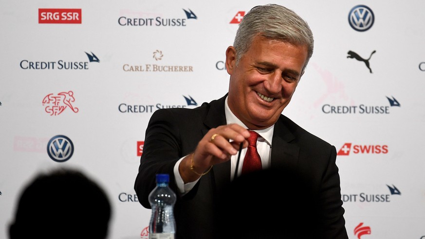 Switzerland&#039;s Head Coach Vladimir Petkovic during a press conference after an international friendly soccer match in preparation for the upcoming 2018 Fifa World Cup in Russia between Switzerland ...