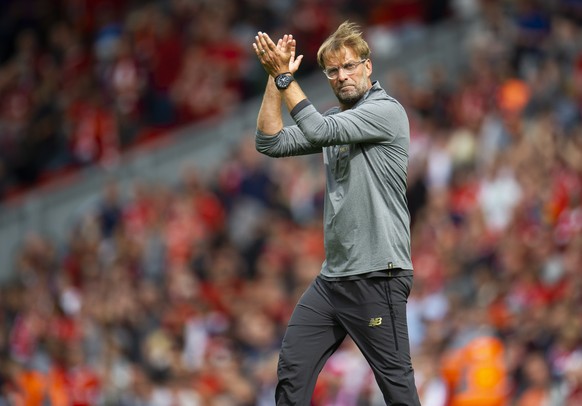 epa06945829 Liverpool&#039;s head coach Juergen Klopp reacts after the English Premier League soccer match between Liverpool and West Ham at the Anfield in Liverpool, Britain, 12 August 2018. EPA/PETE ...