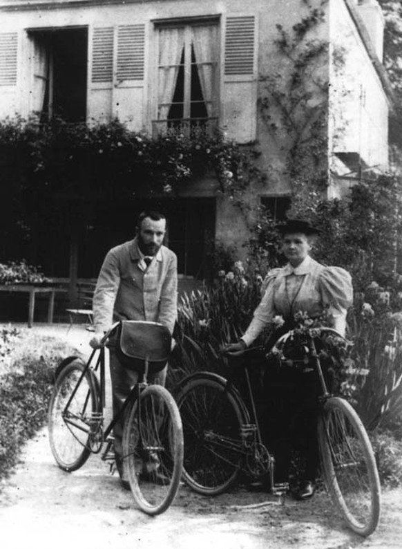 Pierre und Marie Curie nach ihrer Hochzeit, 1895.