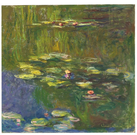 This undated photo provided by Christie&#039;s shows Claude Monet&#039;s &quot;Pond with Water Lilies,&quot; a picture created by the French impressionist artist in 1918-1919. The iconic painting depi ...